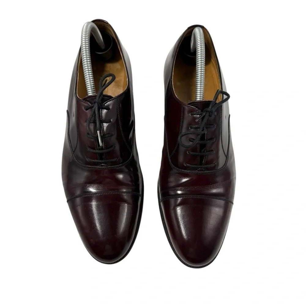 Caporicci cap toe burgundy leather oxford shoes size 9.5 32113 hand made Italy